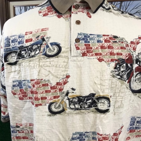 American Summer Polo Shirt Patriotic Motorcycle XL - Picture 3 of 7